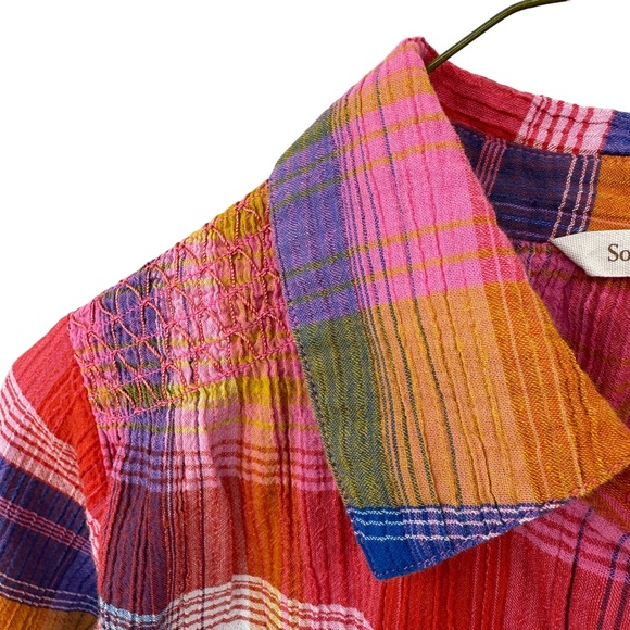 SOFT SURROUNDINGS Sansonne Shirt Top Multicolor Plaid - Picture 4 of 7